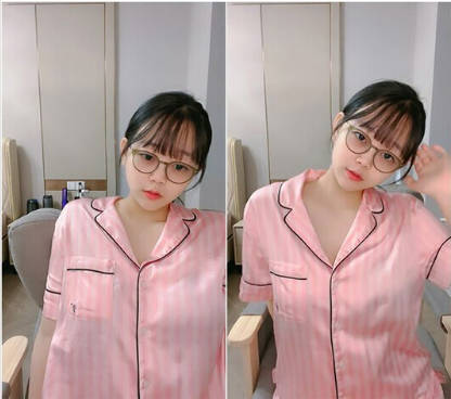 清純系眼鏡乖乖女低調回歸,肥美大屁股依舊難頂,雙腿中壹條深邃小縫令人神往}